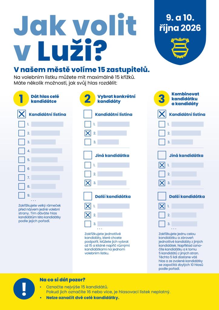 ????️ Volby v Luži proběhnou 9. a 10. října 2026. Připravili jsme pro vás stručný přehled, kde najdete vše důležité k hlasování ????️ 